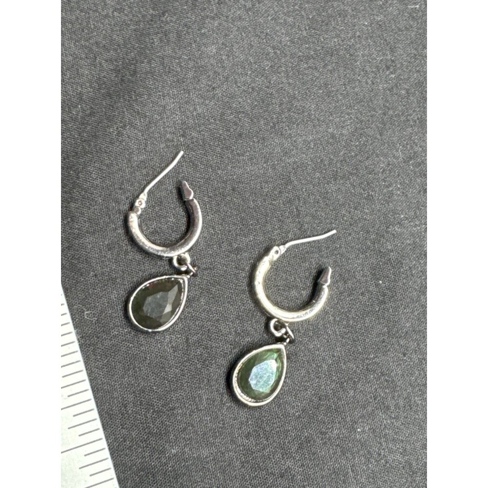 Alex & Ani Earrings Sterling Silver Hoops With Swarovski Tear Drop Crystal Drops - Picture 6 of 10